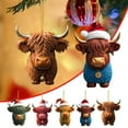 thumbnail image 4 of Cow Christmas Ornaments for Tree Cute Acrylic Cartoon Western Highland Cow Hanging Decorations for Small Tree Home Cars Backpack Decor, 4 of 4