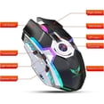 thumbnail image 3 of Rechargeable 2.4G Wireless Gaming Mouse with USB Receiver and RGB Backlit Colors for Laptop, PC Computer and Macbook (600mAh Lithium Battery) (Black), 3 of 5