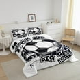 thumbnail image 3 of Erosebridal Soccer Print Bedding Sets Queen with Comforter, Retro American Football Duvet Insert, Modern Balls Player Decor, 3pcs, 3 of 7