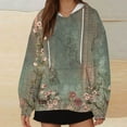 thumbnail image 2 of WREESH Women's Oversized Long Sleeve Hoodie Vintage Floral Printed Pullover Sweatshirt for Casual Wear Olive Green, 2 of 5