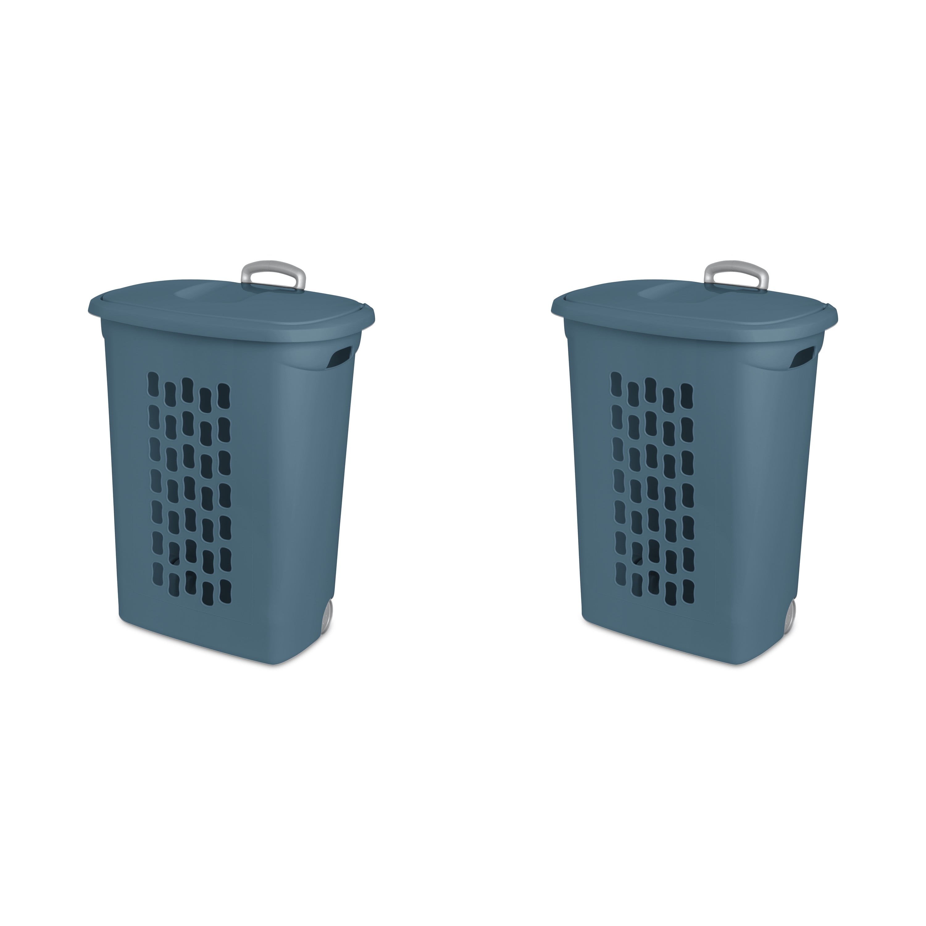 Sterilite Plastic Ultra™ Wheeled Hamper Cool Water Set of 2 Walmart