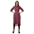 thumbnail image 2 of Moomaya Kurti en Coton Col Mandarin pour Femmes Robe Longue Imprimée Grande Taille, 2 of 6