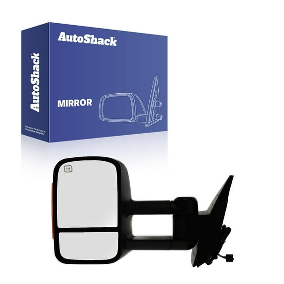 AutoShack Towing Mirror Power Heated Black | Replacement for 2007-2013 Chevrolet Silverado 1500 2007-2013 GMC Sierra 1500 2007-2013 GMC Sierra 2500 HD | Driver Side | 1-PC