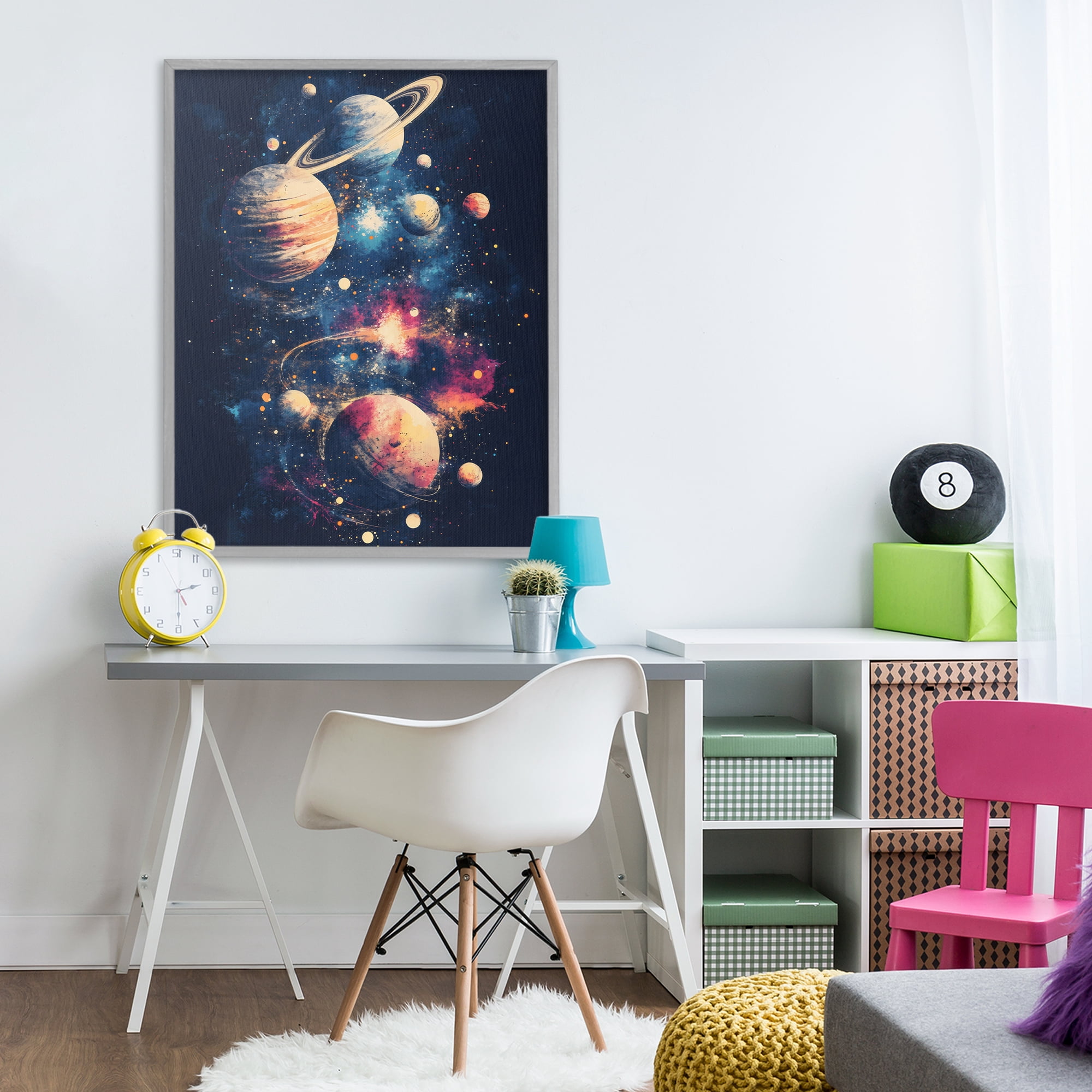 Stupell Industries Cosmic Planet Curiosities Gray Framed Giclee Art, design by Creative Studio