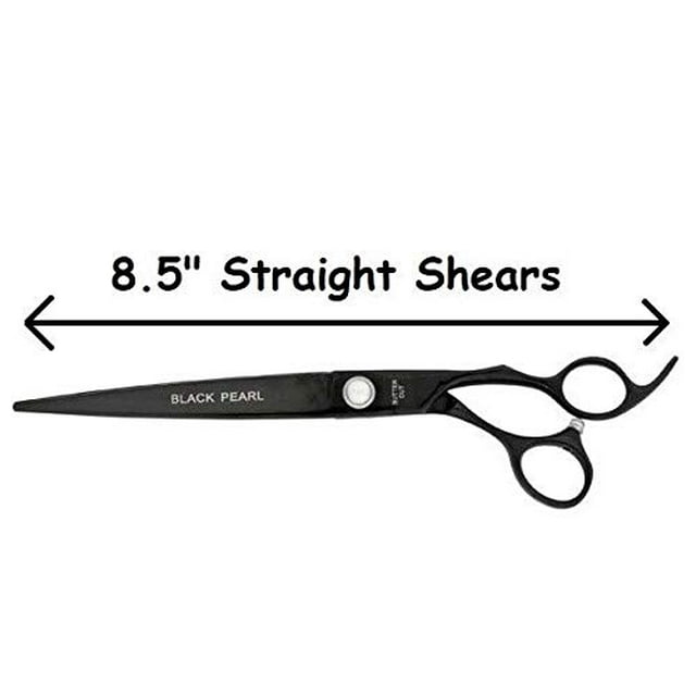 MPP Black Pearl Pro Left Handed Straight or Curved Dog Grooming Shears (8.5 Inch Straight)