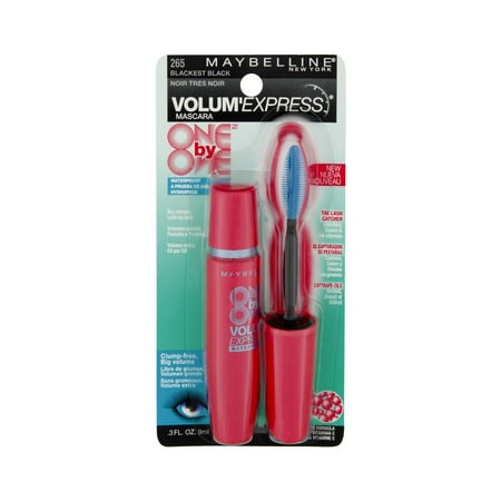 Maybelline New York Volum'Express 265 Blackest Black Waterproof Mascara, 0.3 FL OZ