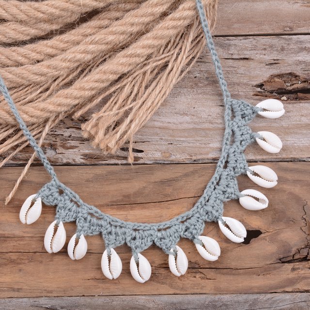 Collar de conchas tejidas a mano de estilo versátil de moda bohemia para mujer