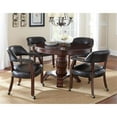 thumbnail image 6 of Bowery Hill Traditional Wood Box Seat Black Vinyl Arm Chair with Casters - Black, 6 of 6