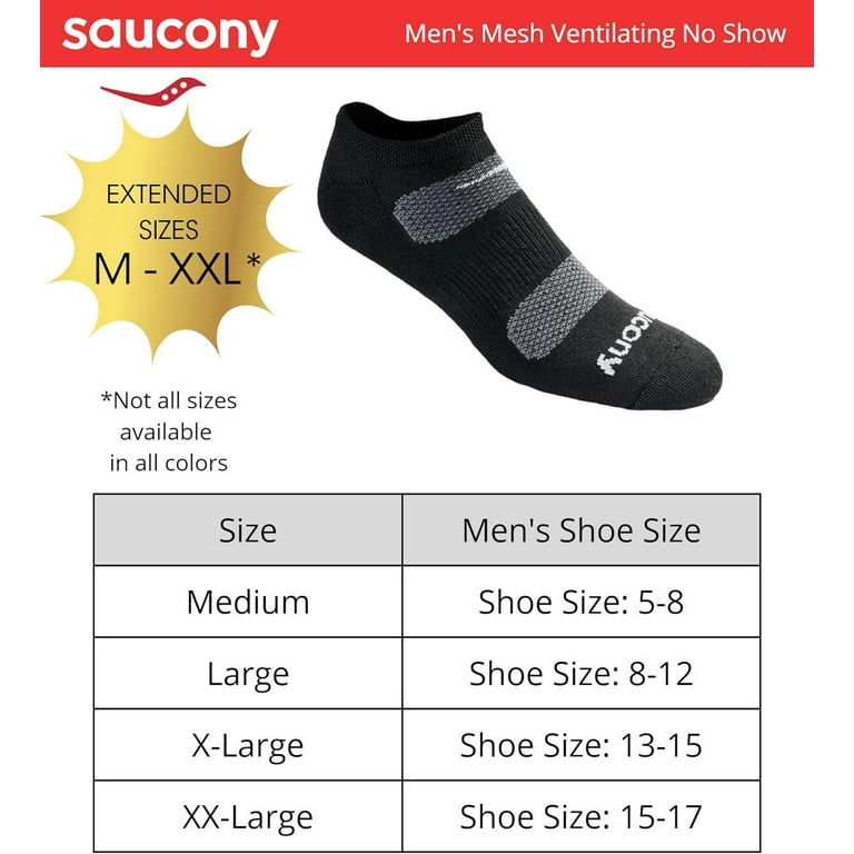 Men's No-Show Socks Extended Sizes, 6-pairs