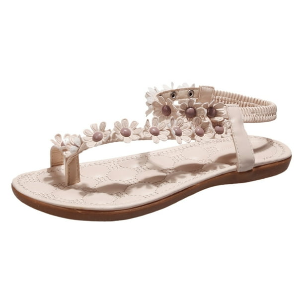 nsendm Women Sandal Adult Female Womens Sandals Size 6 Flower Decor Thong Sandals for Women Flat Floral Roma Flip Flops Boho Sandals S Womens Sandals