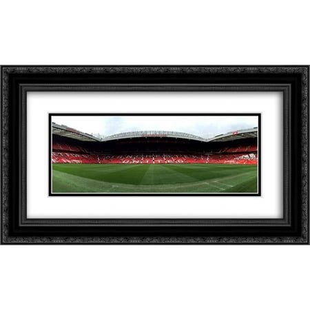 Manchester United Old Trafford 2x Matted 24x14 Black Ornate Framed Art Print from the Stadium Series