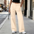 thumbnail image 2 of AherBiu Cargo Pants for Women Button Mid Rise Straight Leg Streetwear Juniors Cargos Loose Fitted Hiking Pants with Pockets(XX-Large,Beige), 2 of 7