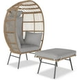 thumbnail image 2 of Acekid Oversize Wicker Egg Chair with Ottoman, Egg Basket Lounge Chair with Thick Cushion, Comfy Egg Rattan Seat, 2 of 6