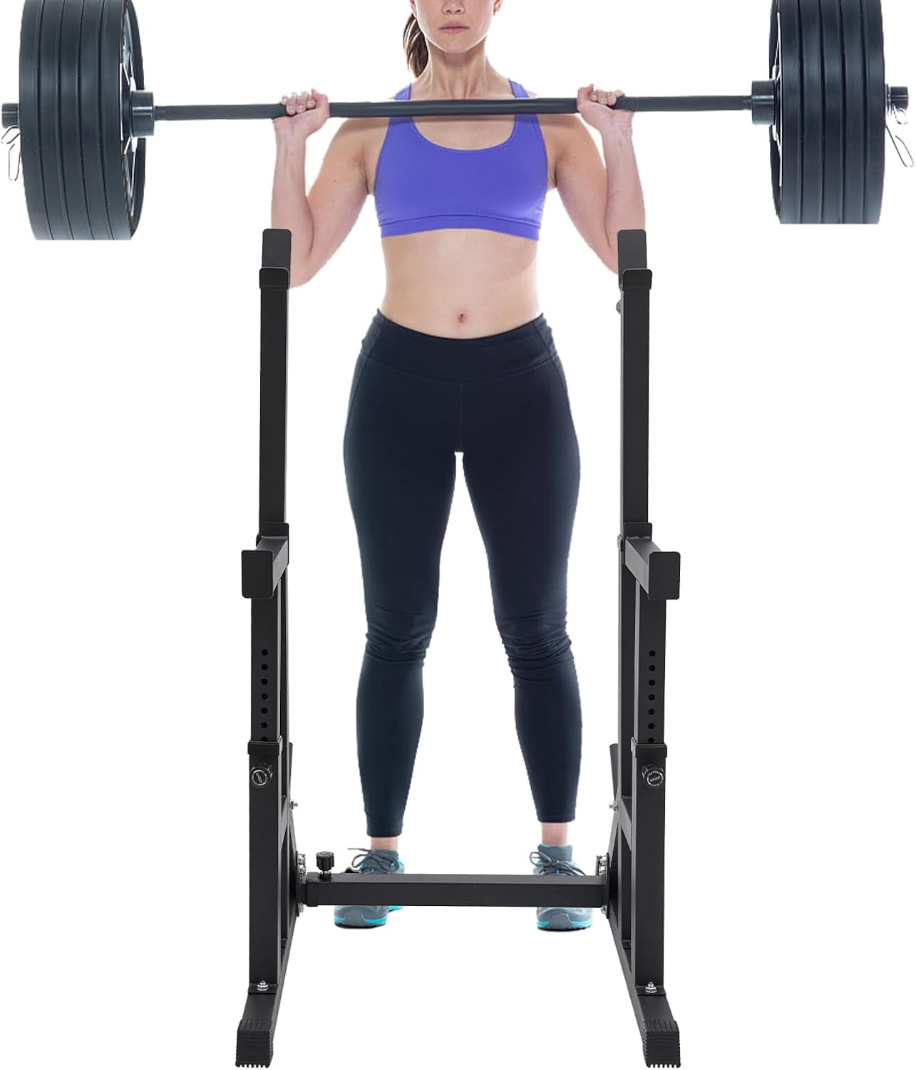 Adjustable Barbell Rack, Multi-function Barbell Rack,Squat Rack Stand, Barbell Rack for  Press,Weight Lifting Rack for Home Gym Strength Training Fitness Workout, Max Load 550LBS