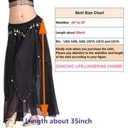 XChangeFun Elastic Waist Belly Dance Skirt with Coins (Women's)