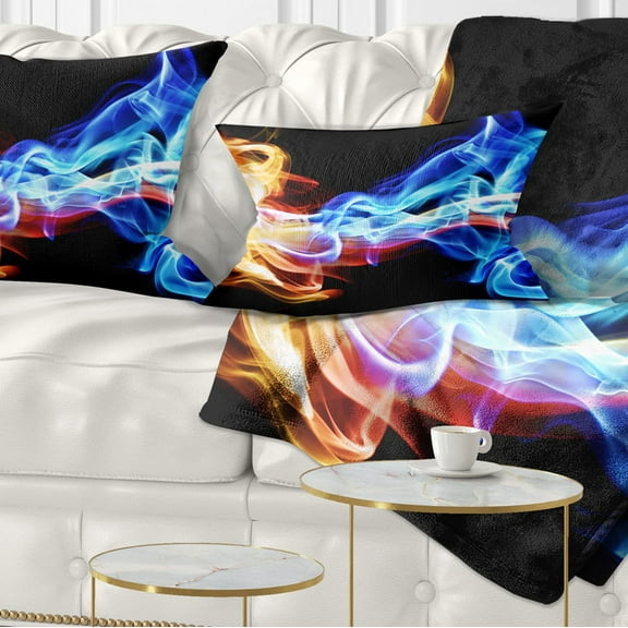 Designart Red and Blue Smoke Abstract - Abstract Throw Pillow - 12x20