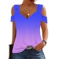 thumbnail image 4 of Camisas de Manga Corta para Mujeres, Cuello en V Plegable Fuera Del Hombro Blusa Casual Hecha de Poliéster Cómodo para el Uso Diario de Verano, Tops de Bikini para Mujeres, 4 of 5