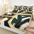 thumbnail image 4 of Homewish Swirl Lines Bed Sheets,Modern Abstract Full Size Sheets,Golden Green,4pcs,1 Flat Sheet, 1 Fitted Sheet and 2 Pillowcases, 4 of 6
