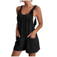 thumbnail image 2 of Combinaison pour Femmes, une-Pièce Décontractée Sans Manches à Encolure Carrée, Jambe Grand Courte, avec Boutons devant, Tissu en Polyester, pour Fête d'Anniversaire d'Été Ou Usage Quotidien, 2 of 5