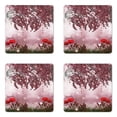 thumbnail image 1 of Poppy Coaster Set of 4, Dream Garden with Poppies Full Moon Floral Tree Branches Fairy Tale Paradise Scenery, Square Hardboard Gloss Coasters, Standard Size, Mauve Red, by Ambesonne, 1 of 2