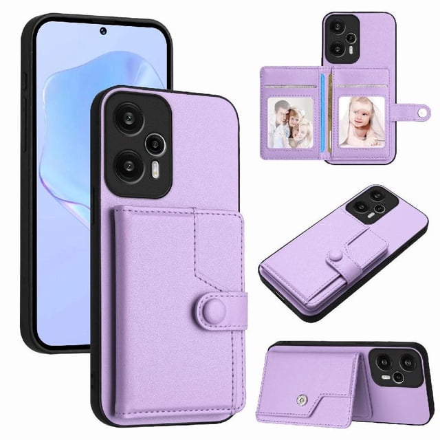 FOXDOCK Case for Xiaomi Redmi NOTE12 TURBO RFID-Blocking Card Holder - Stylish Button Closure Design