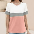 thumbnail image 6 of Plebaso Women's Casual T Shirts Color Block Crew Neck T-Shirts Short Sleeve Summer Loose Tee Blouses, 6 of 7