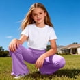 thumbnail image 6 of BFHHYA Girls Stretch Bell Bottoms Flare Pants Ruffle Bootcut Leggings Casual Cotton High Waist Pants for Girls Size 4-16 Years, 6 of 8