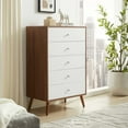thumbnail image 2 of Dresser Drawer Chest, Walnut White, Wood, Mid Century Bedroom Living, Modern Contemporary HB35655, 2 of 8