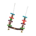 thumbnail image 2 of Parrot Swing Stand Pure Natural Logs Parrot Standing Swing with Colorful Rattan Ball for Bird Swing Toys, 2 of 8