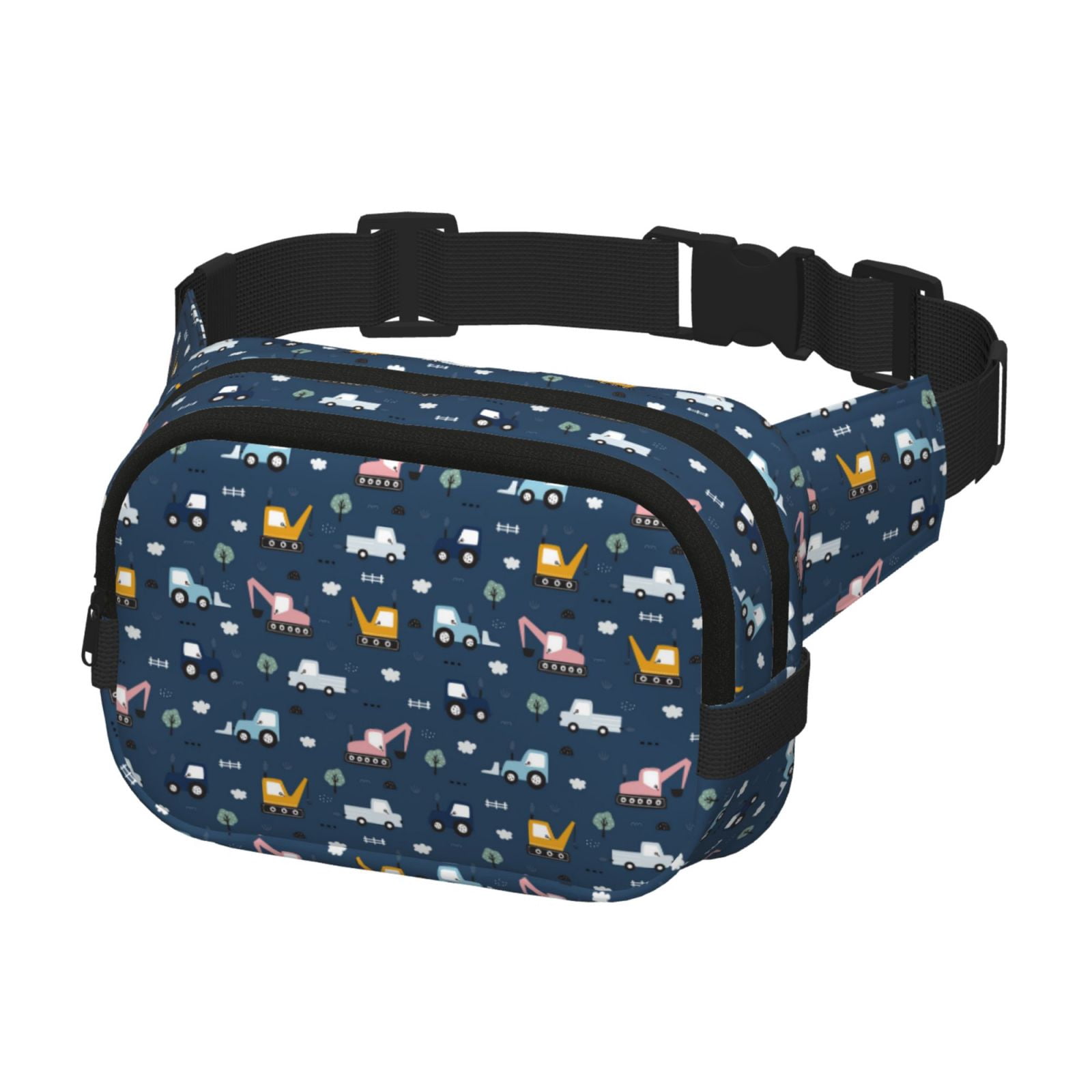 Picia Modern Modern Excavator Print Square Double-Layer Waist Bag Mini Adjustable Waist Belt Bag Exercise Running Travel Hiking