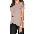 thumbnail image 1 of Chemise Asymétrique à Manches Courtes à Paillettes pour Femmes, 1 of 6
