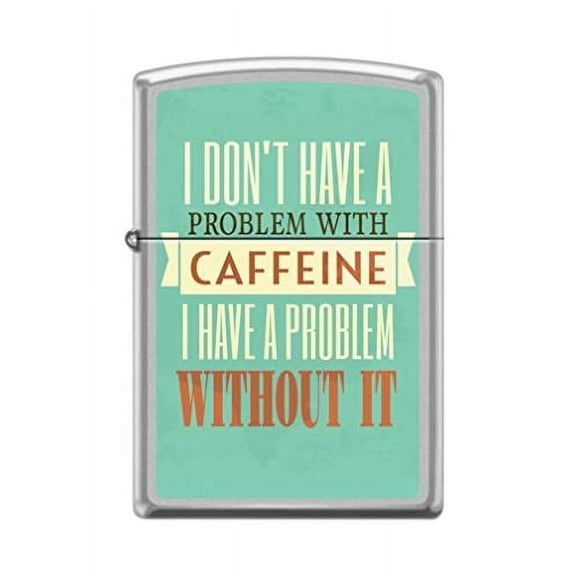 Zippo Lighter- Caffeine Poster Design Satin Chrome Windproof Lighter #Z5038