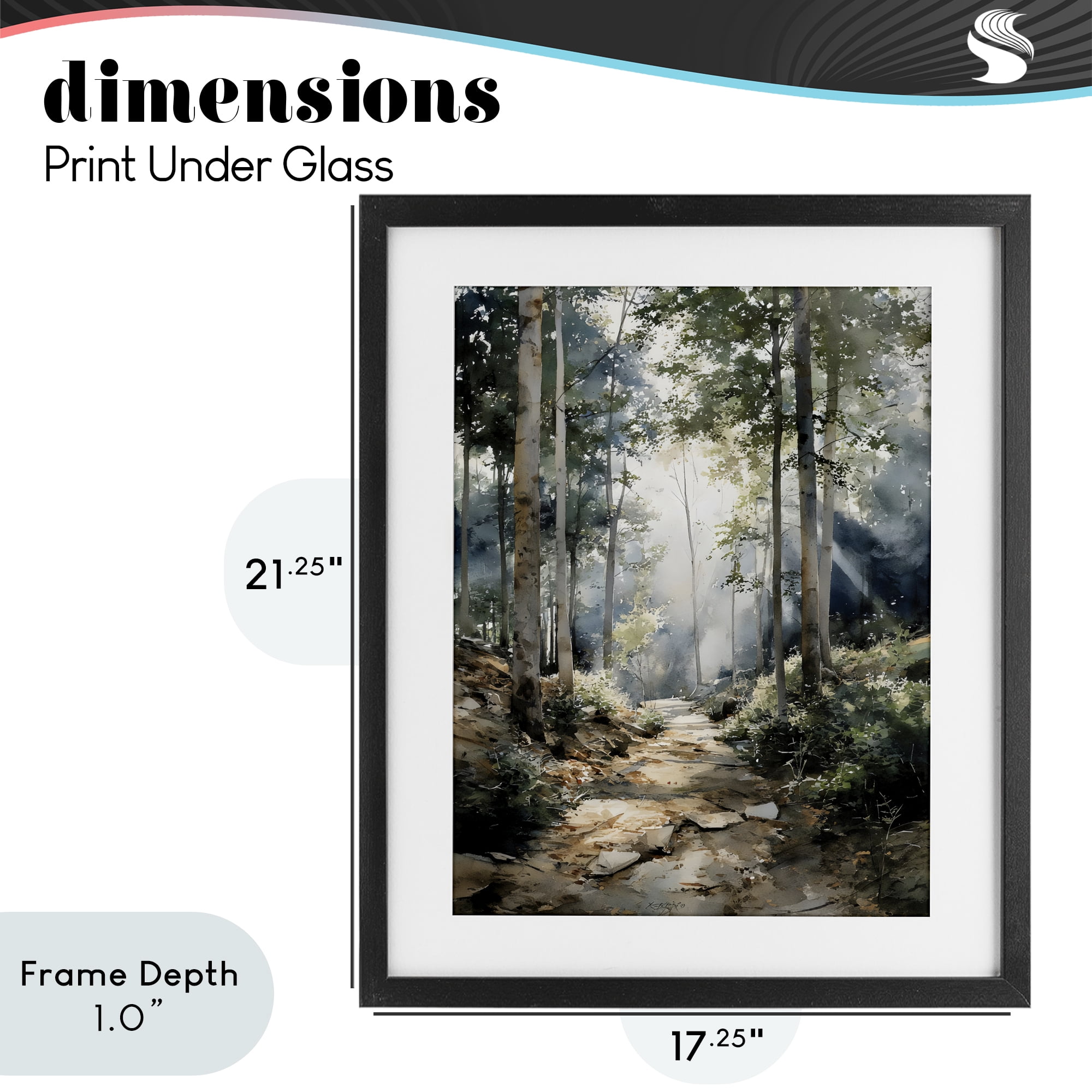 Stupell Industries Through The Woods Pathway Black Framed Print Under Glass, design by Franklyn Gregory