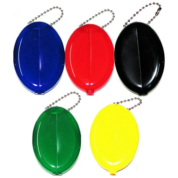 5 Oval Squeeze Purses | Holds Coins - Keys - Small Items | For Men & Women Made in USA