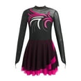 thumbnail image 2 of inlzdz Kids Girls Ice Figure Skating Dress Long Sleeve Ballet Dance Tutu Dress Gymnastics Leotard Hot Pink 14, 2 of 9