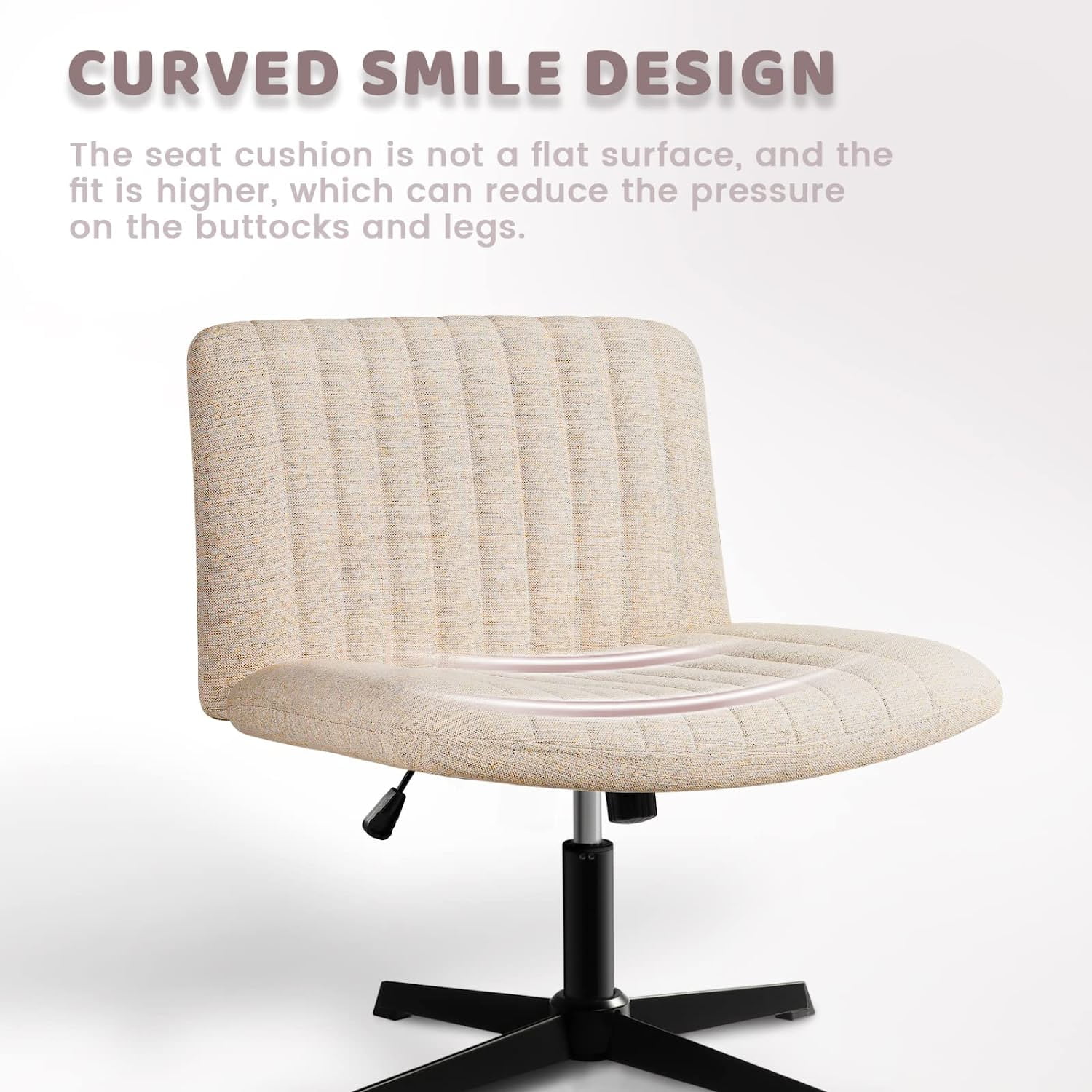 Waleaf Armless Office Desk Chair No Wheels Fabric Padded Criss
