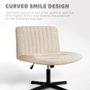 Waleaf Armless Office Desk Chair No Wheels,Fabric Padded Criss Cross Legged Office Chair,Swivel Vanity Chair