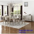 thumbnail image 3 of Traditional Formal Dining Table w Shelf 6x Side Chairs Tufted Back Seats Upholstered Kitching 7pc Silver Dining Room Furniture, 3 of 7