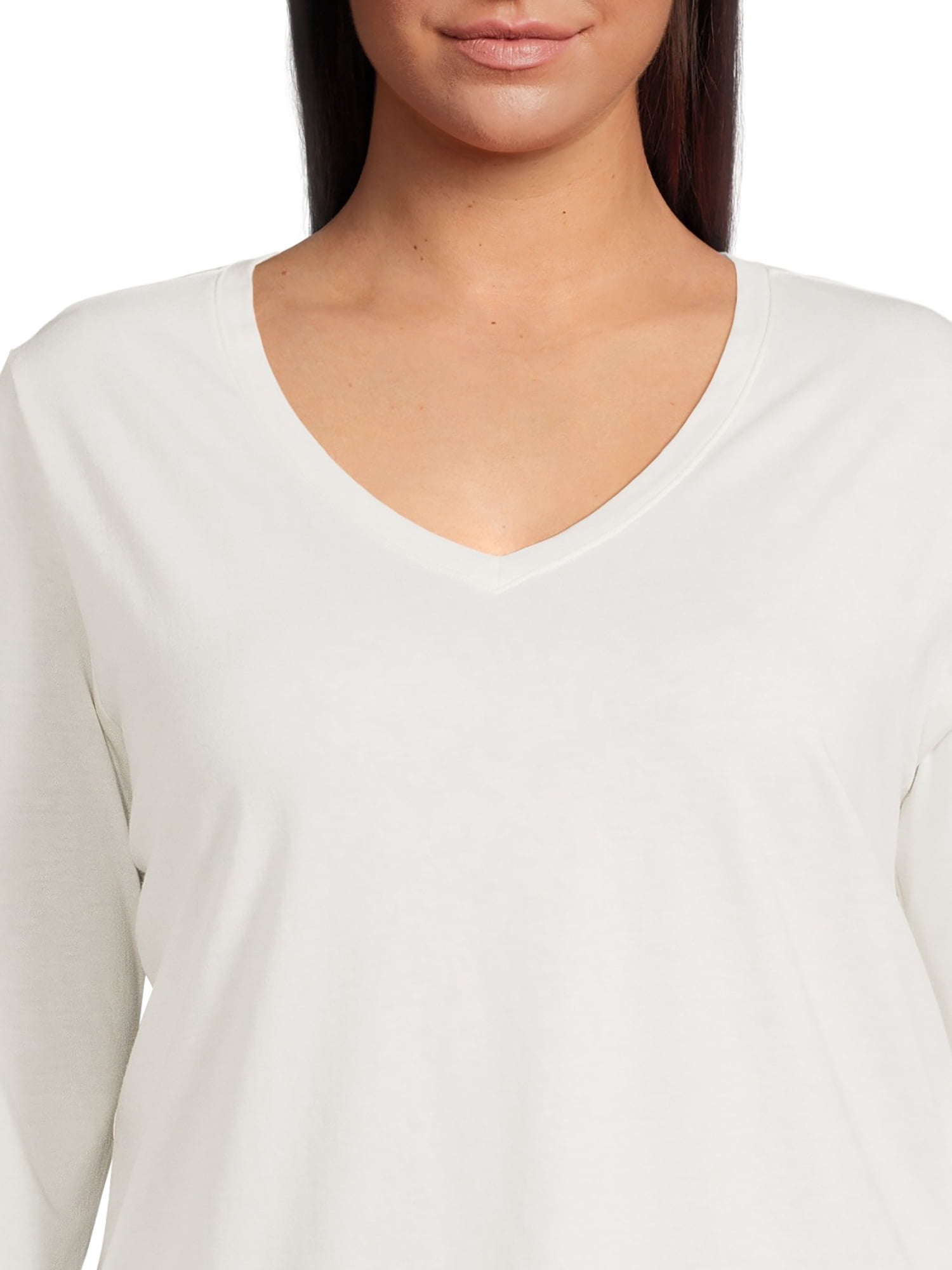 Terra & Sky Women's Plus Size Long Sleeve V-Neck T-Shirt, 2-Pack