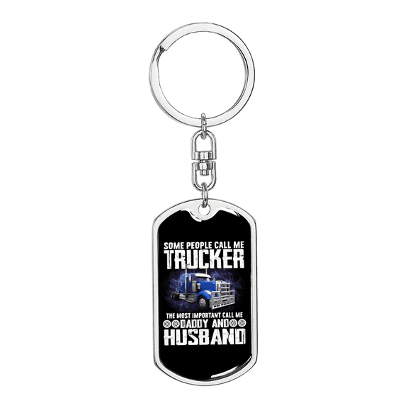 Call Me Daddy Swivel Trucker Keychain Dog Tag Stainless Steel or 18k Gold