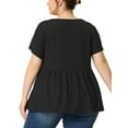 thumbnail image 3 of NOMADIC NOOK Women's Plus Size Peplum Square Neck Rib Solid Babydoll Packs Blouse, 3 of 5