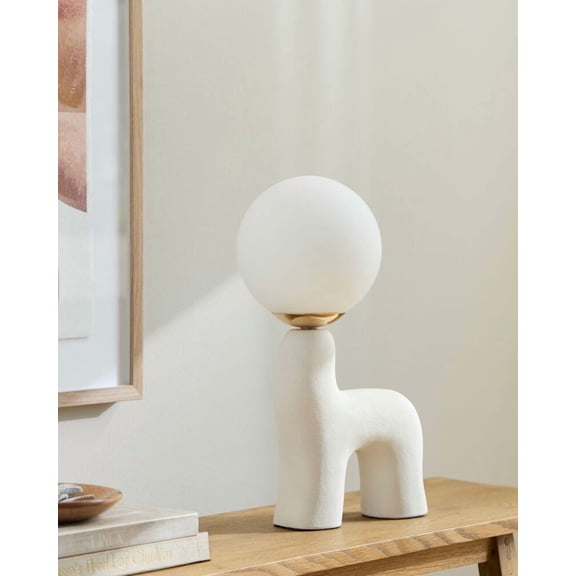 Livabliss Table Lamps, 17" Opal Cottage Bedside Nightstand Table Lamp for Bedroom Living Room Office, White Body with White Shade (17"H x 7"W x 9"D)