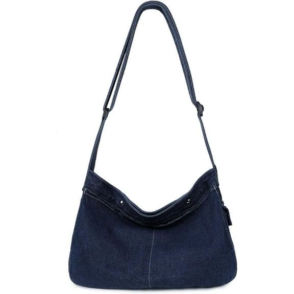 Kukuzhu Denim Messenger Bag Large Hobo Crossbody Bag Casual Shoulder Handbag Jean Tote Bag for Women and Men