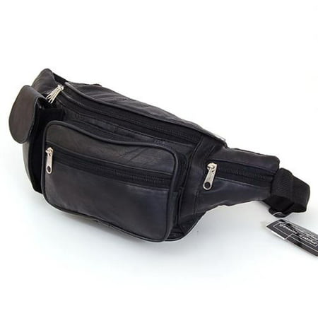 Leather Fanny Pack Waist Bag Folding Water & Phone Pockets Adj up to 52&quot; Belt NW - 0