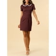 thumbnail image 5 of Allegra K Women's Short Sleeve Contrast Collar Stretchy Casual Dress, 5 of 6