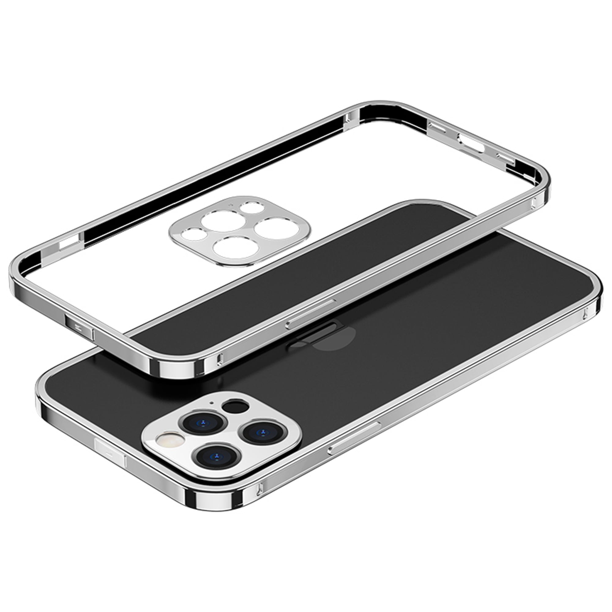 Aluminum Frame Metal Bumper Frame Slim Hard Case Cover for iPhone12 Pro  Max, Metal Frame Armor with Soft Inner Bumper, Raised Edge Protection  (Black