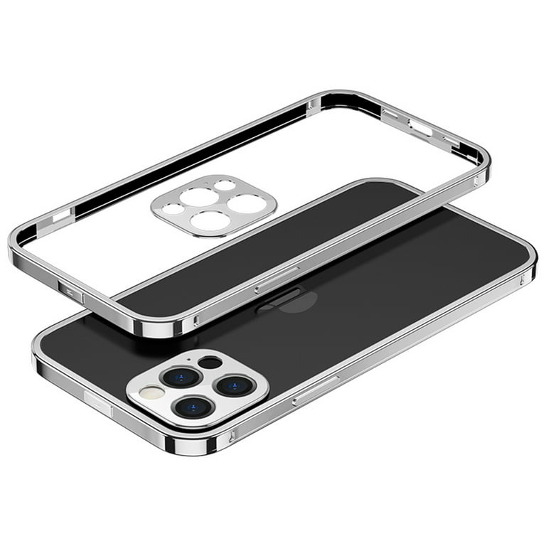 iPhone 12 Pro Max Metal Bumper, Dteck Aluminium Alloy Bumper Case with Camera Lens Protector Metal Frame Cover for iPhone 12 Pro Max, Silver