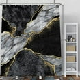 thumbnail image 4 of Black Golden Marble Shower Curtain Modern Abstract Luxury Texture Shower Curtains Decorative for Bathroom Waterproof Fabric Shower Curtain with Hooks 72x84 Inches, 4 of 6