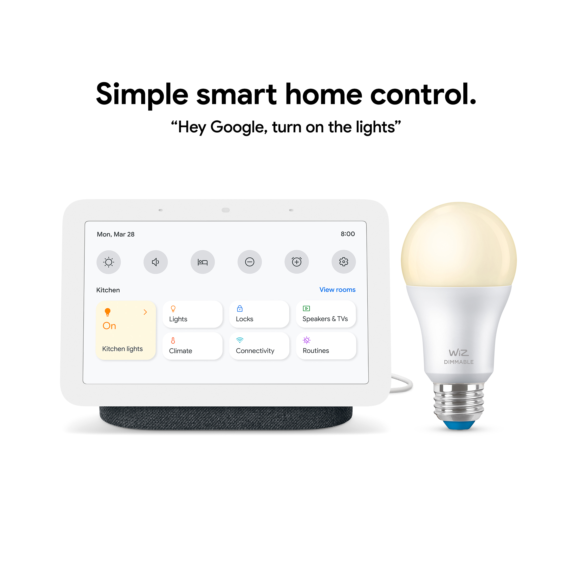 Google Nest Hub (Gen 2) Smart Home Display - Wiz Smart Wi-Fi Connected LED Light Bulb - Charcoal - image 2 of 10