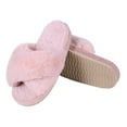 thumbnail image 6 of Litfun Women's Fuzzy Slippers Plush Cross Band Open Toe House Thick Sole Slippers, Pink, Size 7-8, 6 of 7
